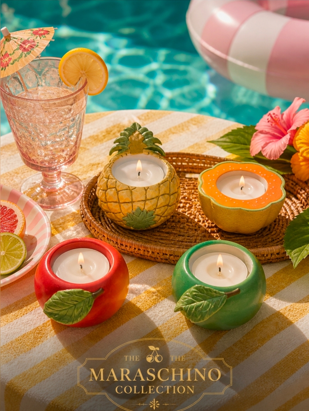PartyLite Fruit Splash Tealight Candle Holder Set | Tropical Summer Decor